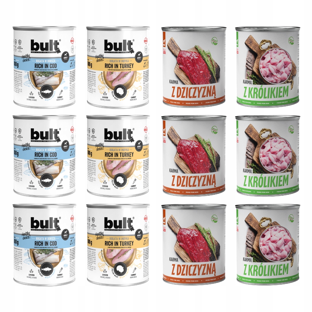 Levně Krmivo Pro Psa Vlhké Krmivo MIX Chutí Příčesek Krůta Králík Zvěřina 12x800g