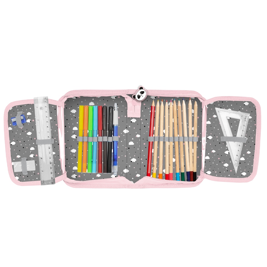 Piórnik szkolny z wyposażeniem Panda dziewczynki Marka Paso