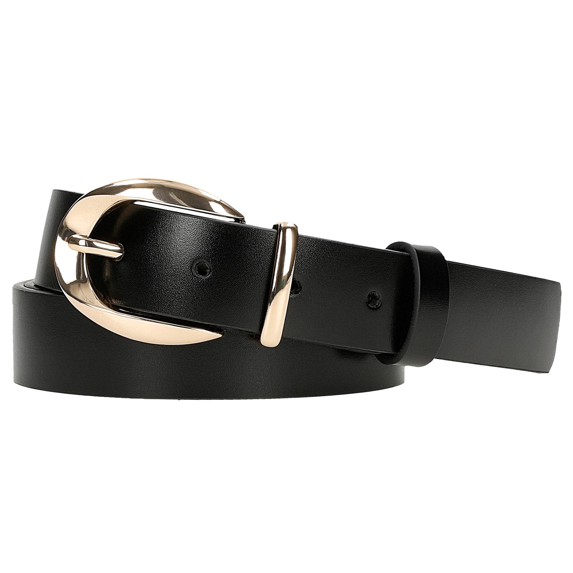 Czarny pasek ze złotą klamrą r. 85