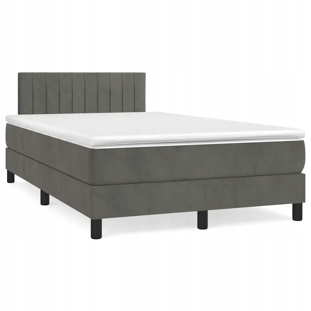 vidaXL Box spring postel s matrací a Led tmavě šedá 120 x 190 cm samet