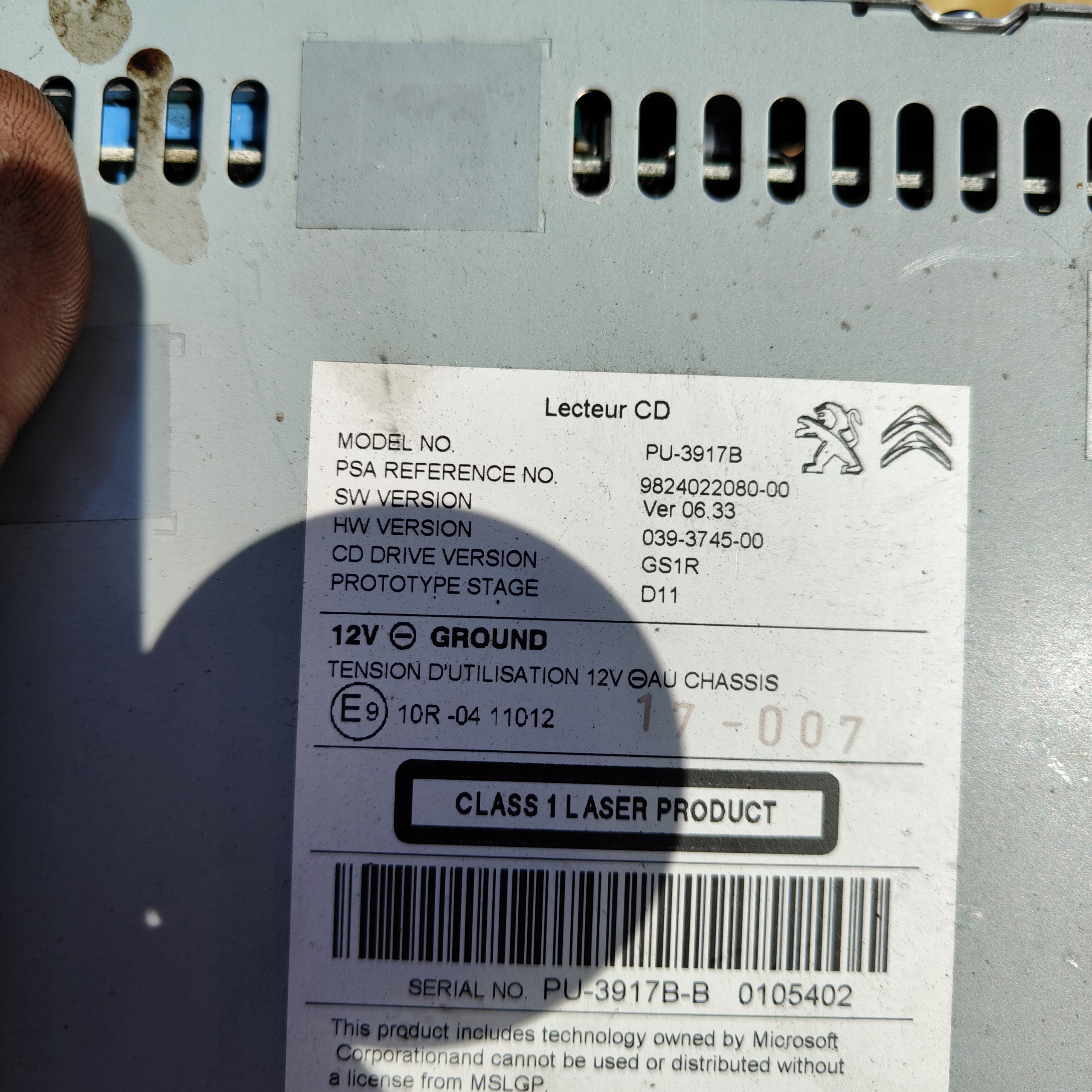 changer PLYT CD PSA 9824022080