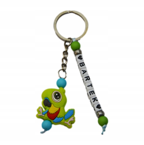 BRELOK DO KLUCZY PLECAKA Z IMIENIEM PAPUGA