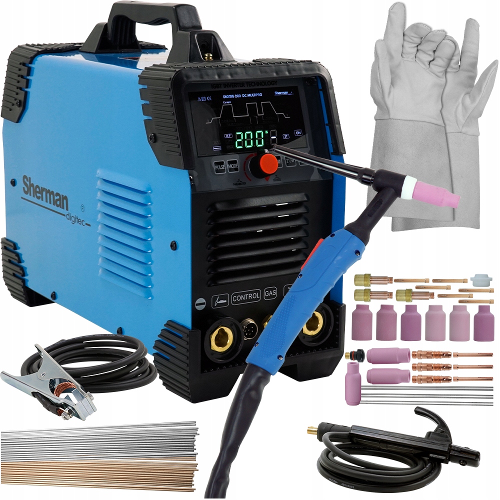 Spawarka TIG DC Sherman 200 Pulse Multi Pro zestaw
