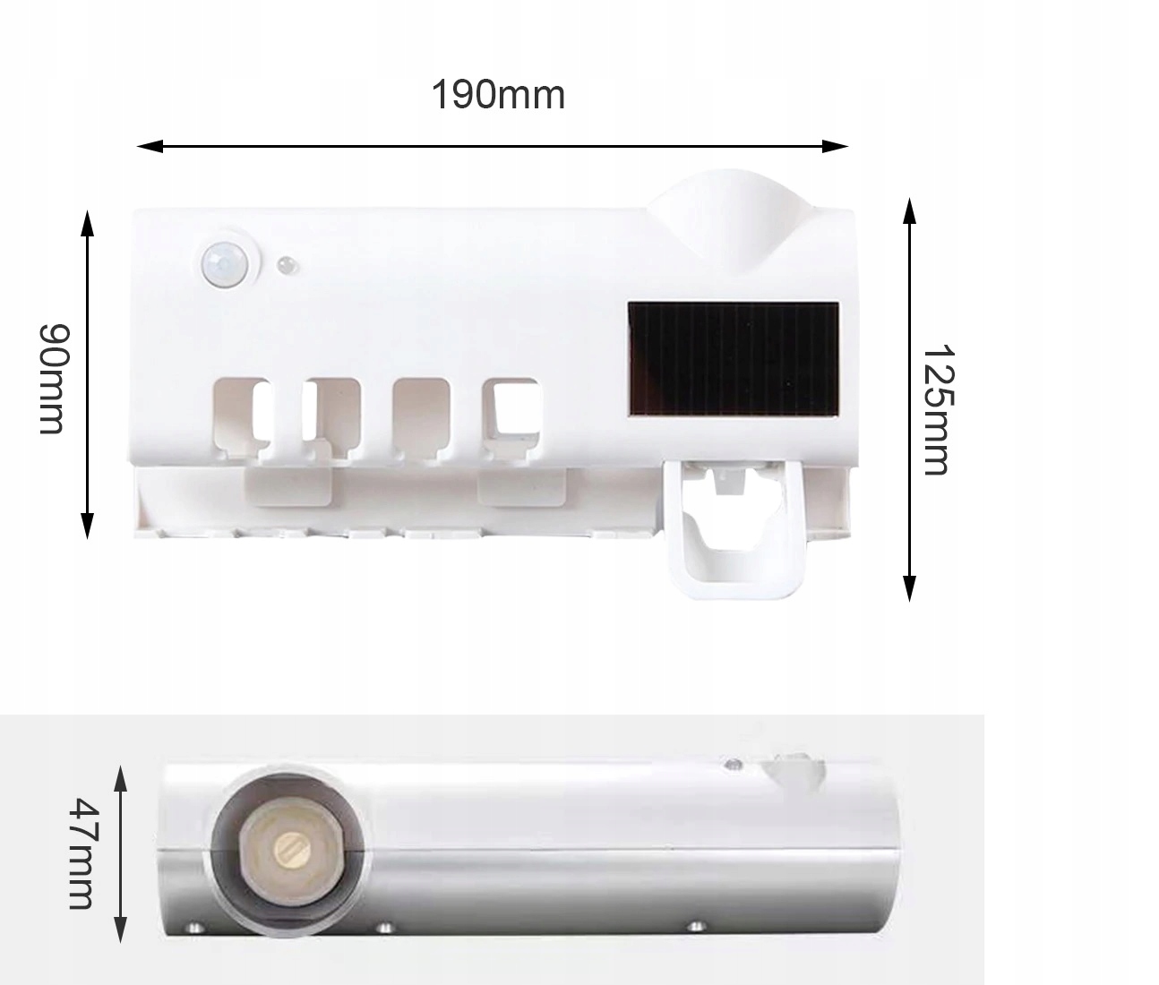 Wieszak sterylizator UV szczoteczek dozownik pasty Kolor biały