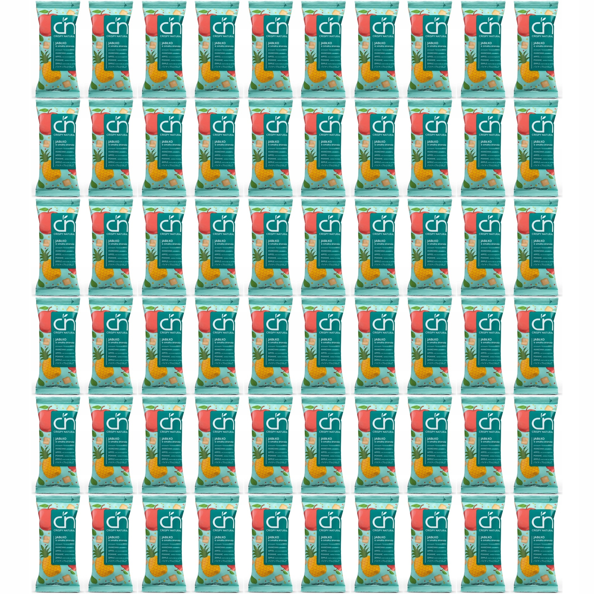 Zestaw Crispy Natural Jabłko o smaku ananasa suszone kostki z 60 szt.