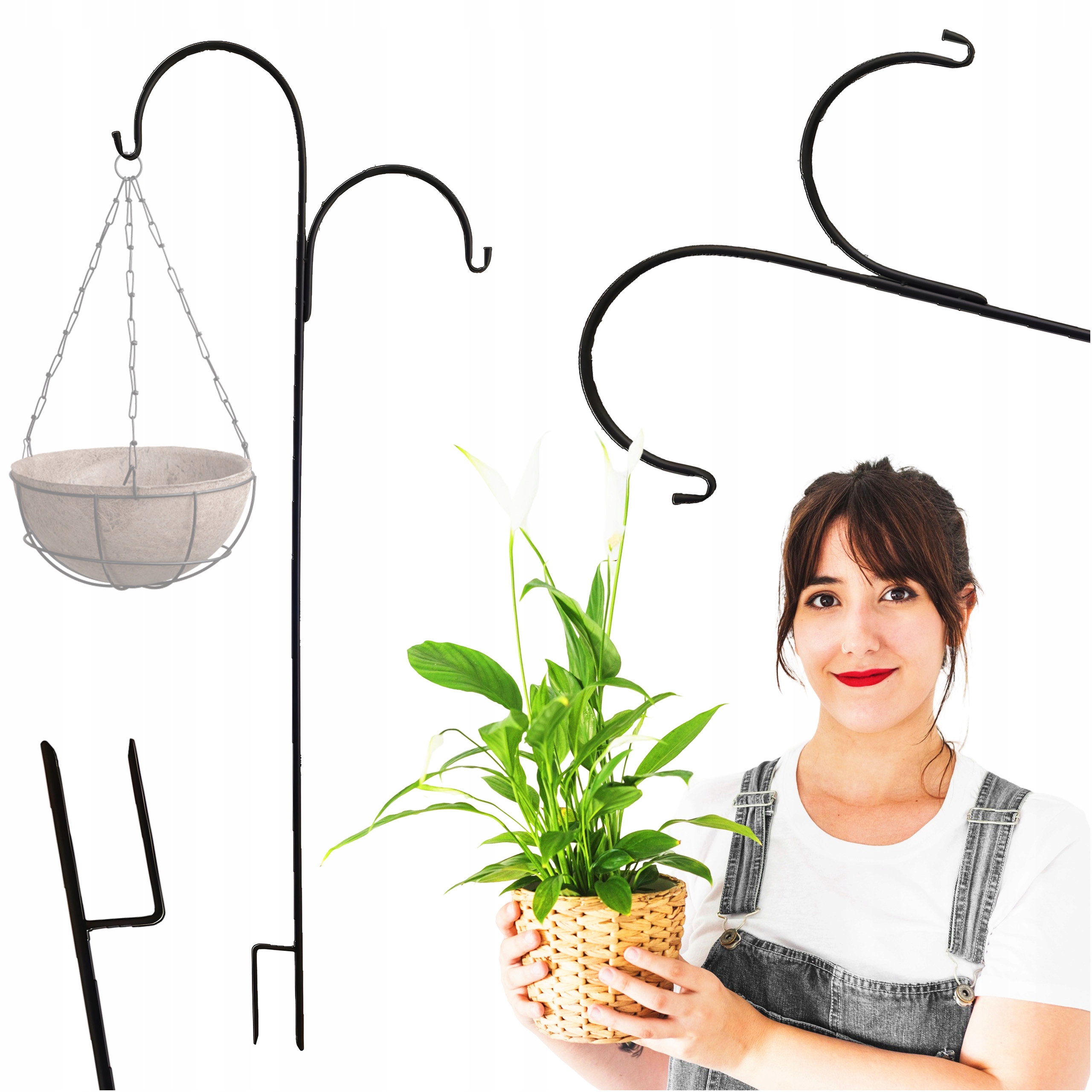 Stojanový Věšák Na Květináč, Háček, Držák Na Zahradu, Dvě Strany, 180 CM