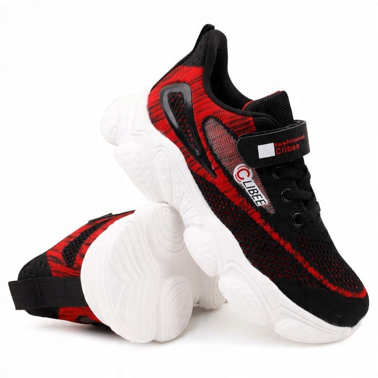 

Buty sportowe dziecięce na rzepy czarno czerwone