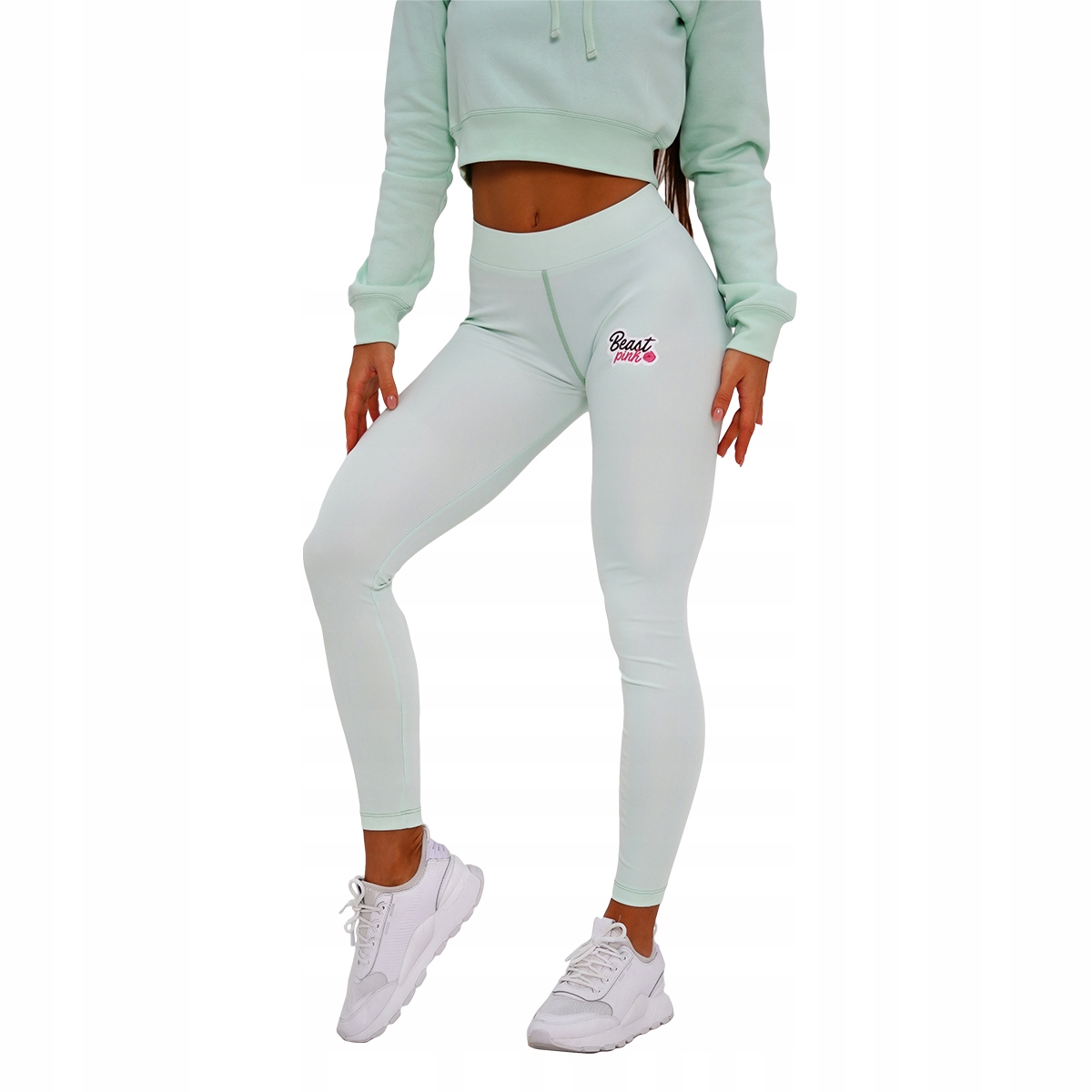 Legginsy sportowe damskie miętowe BeastPink M