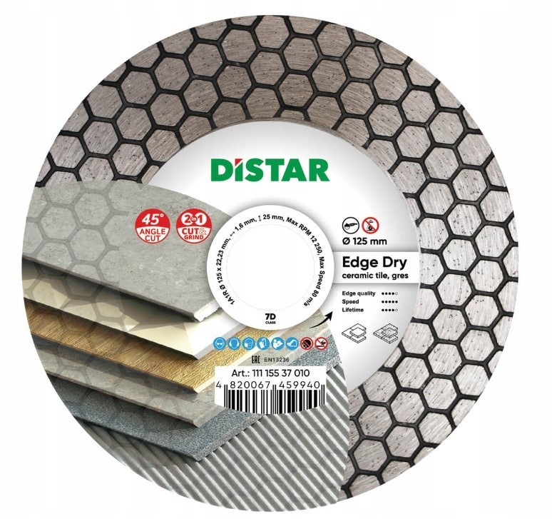 Distar tarcza do cięcia ukosowania gresu 125mm Edge Dry 11115537010
