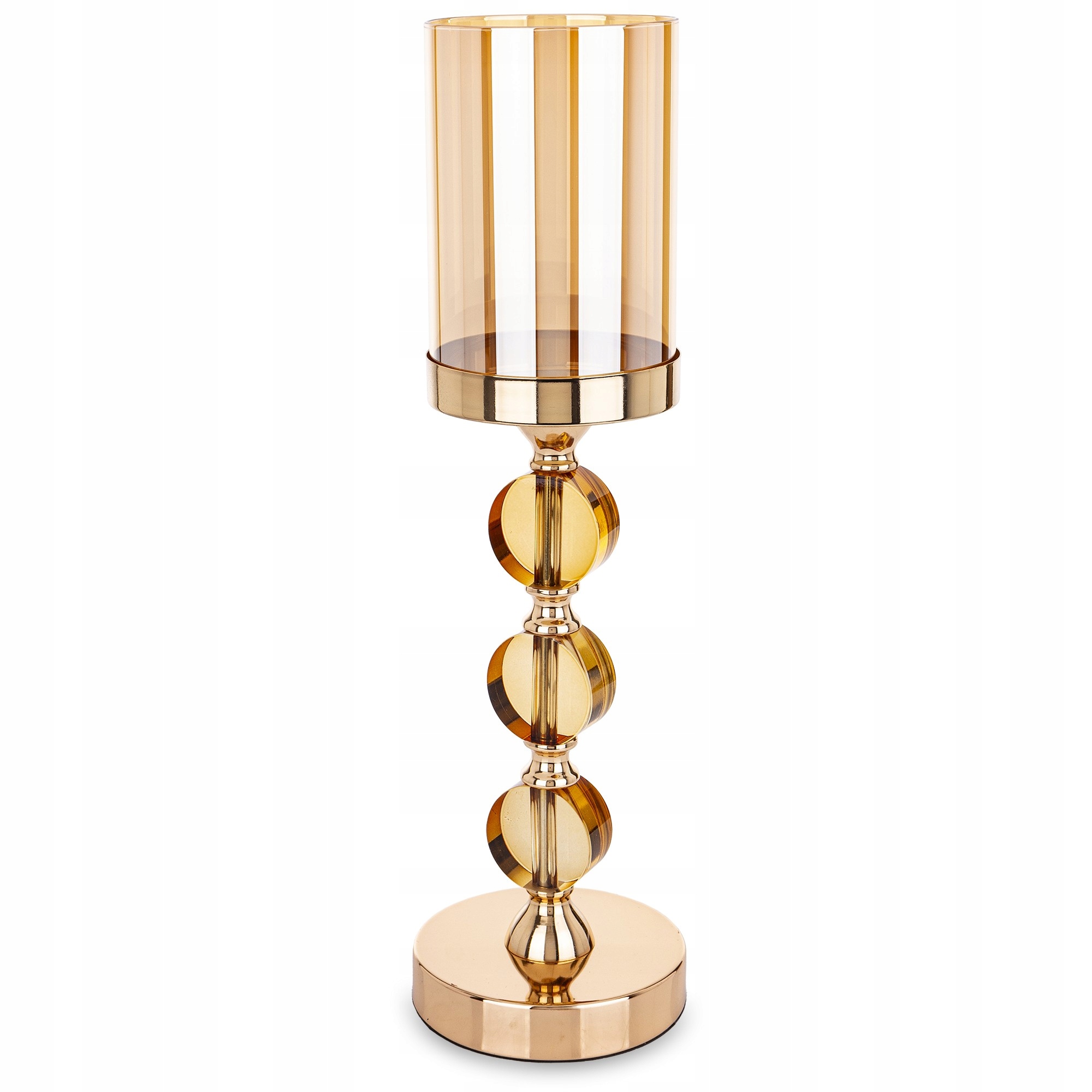 Kovový svícen skleněný zlatý 42x12x12 168993