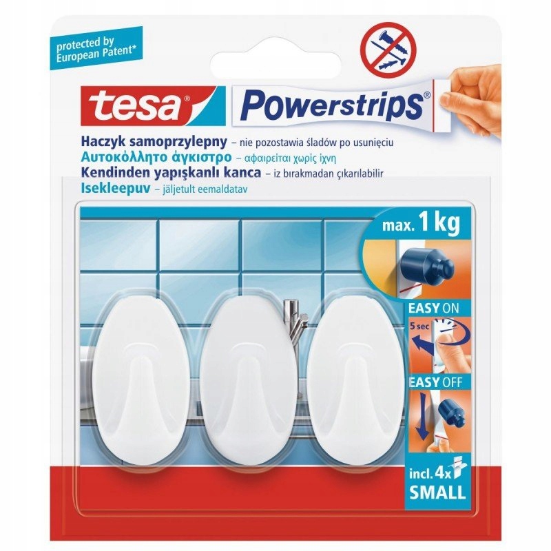 

Tesa Haczyk Powerstrips Trend mały, biały /6szt.