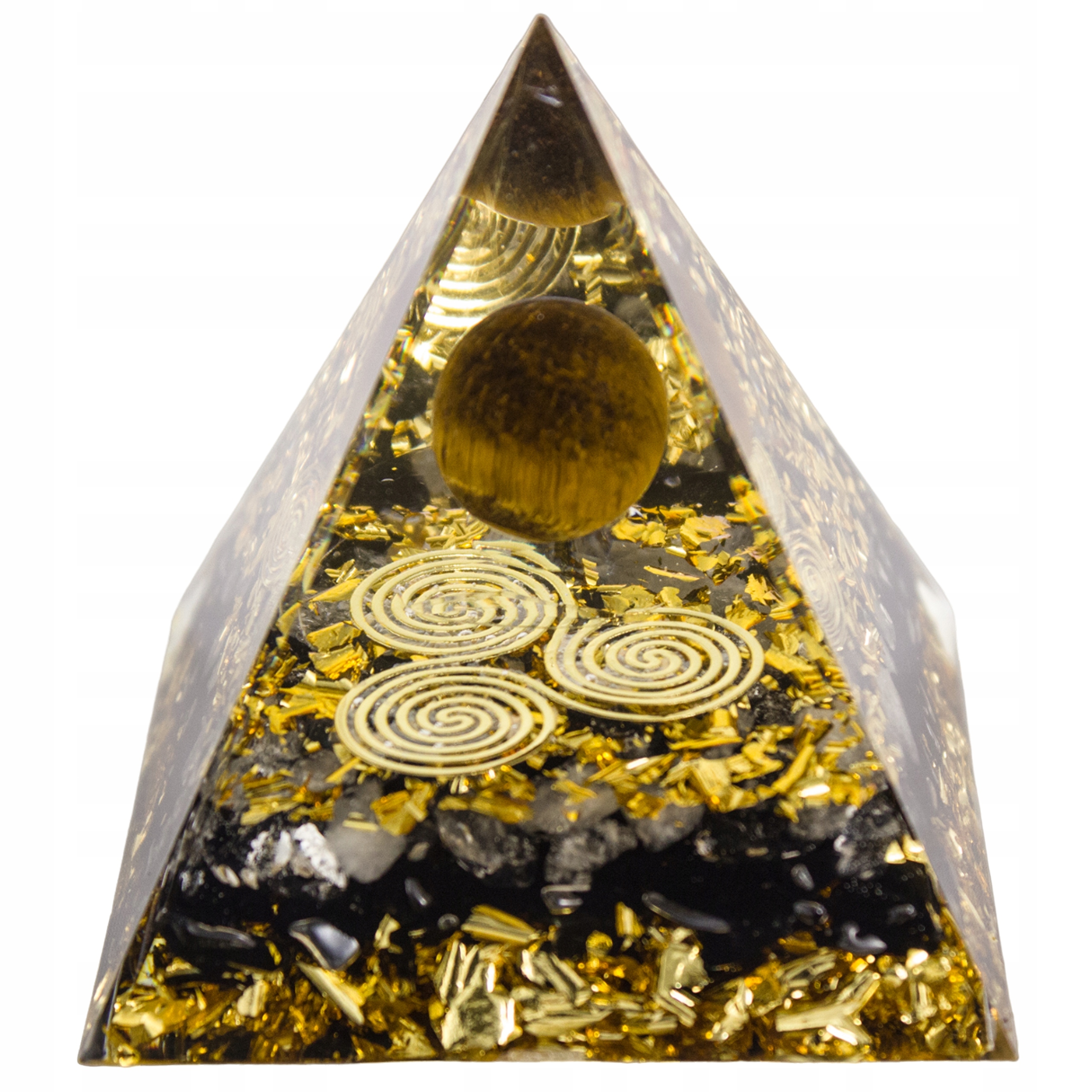 Piramidka Orgonit Kwarc Dymny Morion Kryształ Tygrysie Oko Feng Shui 6 cm