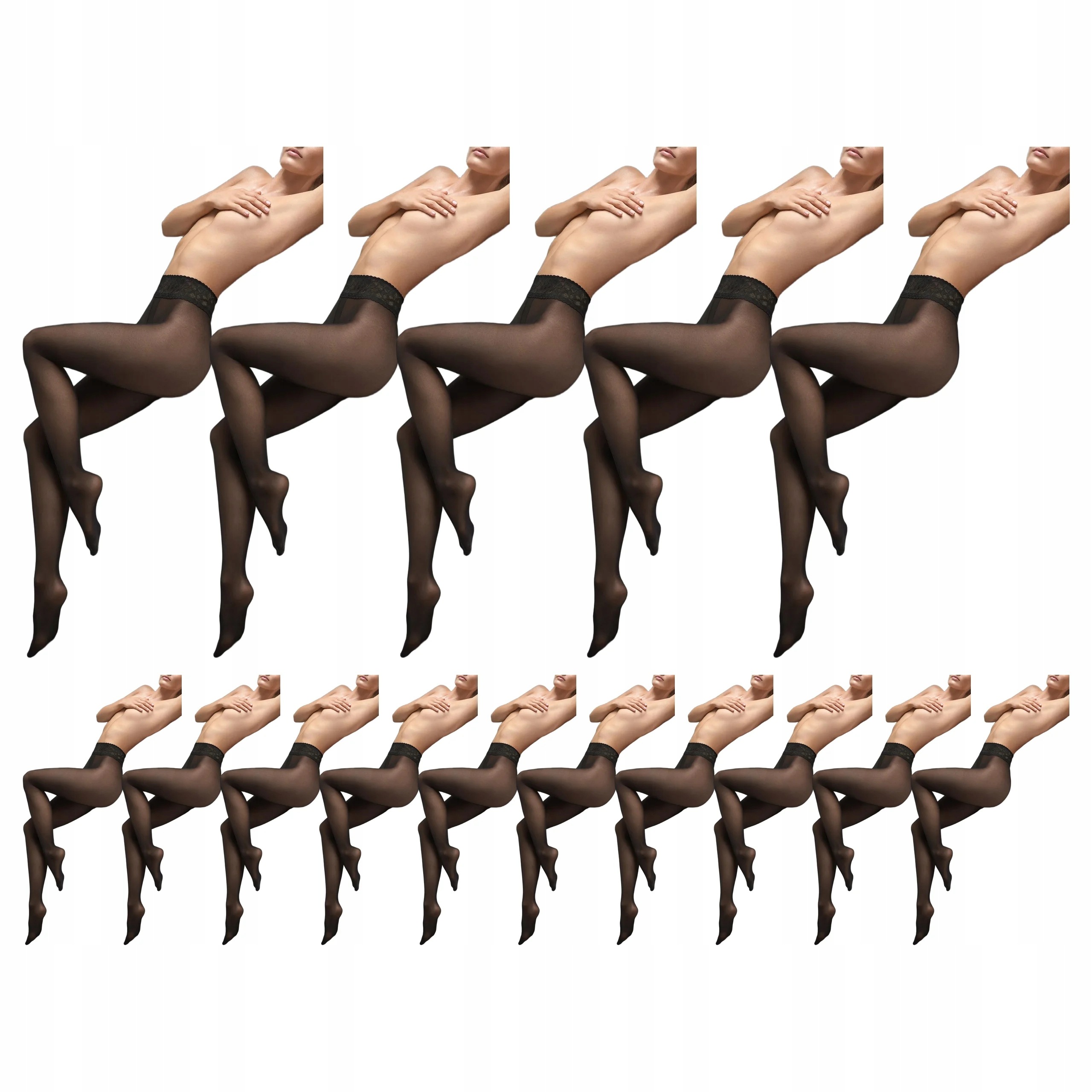 15 x Punčocháče 30 den bez kalhotek s krajkou Erotic Silk Marilyn Black 1/2