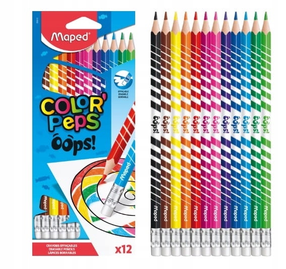 

Kredki ołówkowe ścieralne z gumką Maped 12 szt