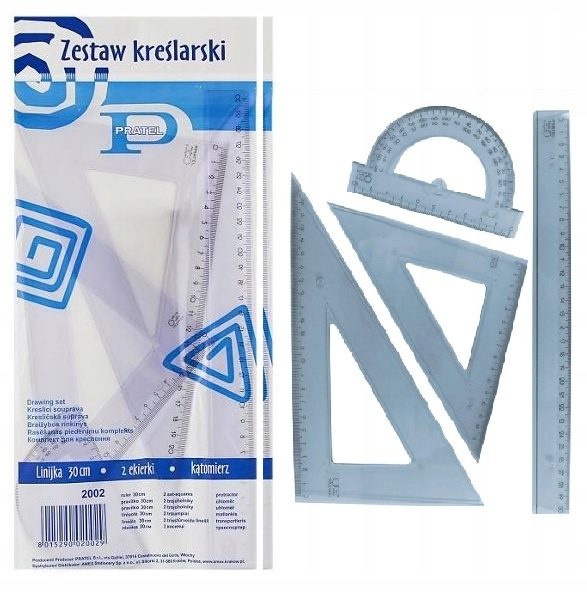 

Zestaw kreślarski z linijką 30cm Pratel 4 elementy