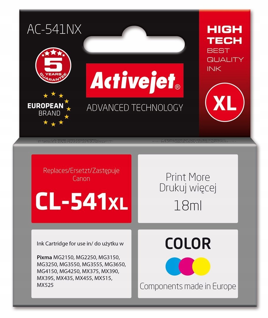Activejet AC-541NX Tusz (zamiennik Canon CL-541XL; Supreme; 18 ml; niebiesk