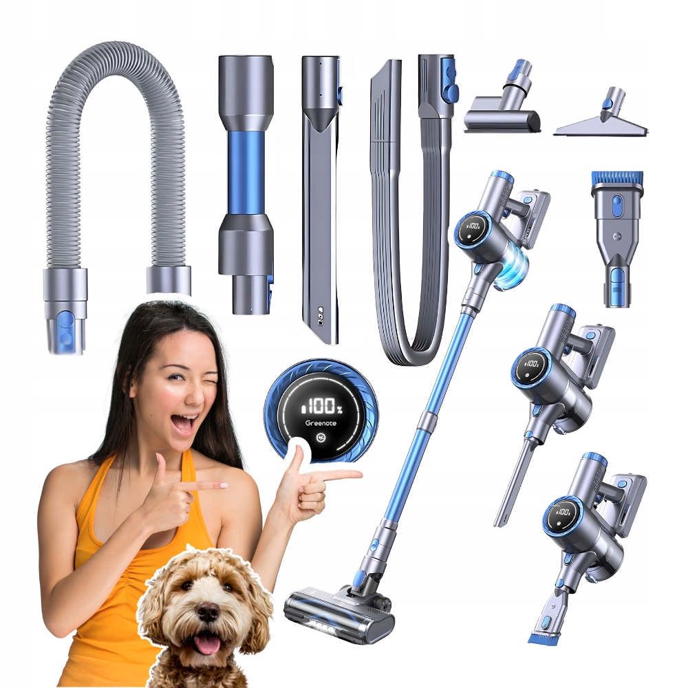 Odkurzacz Pionowy Akumulatorowy Greenote GSC60 480w Lekki Mocny Oświetlenie