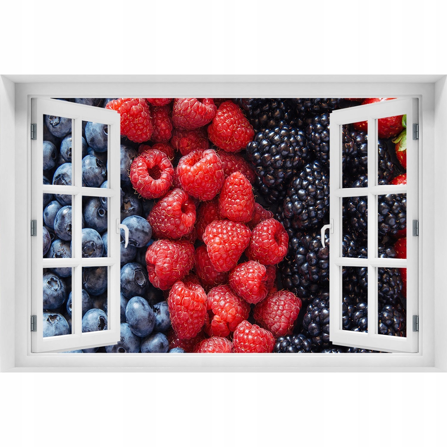 

3D Okno Naklejka na ścianę Owoce leśne 150x100