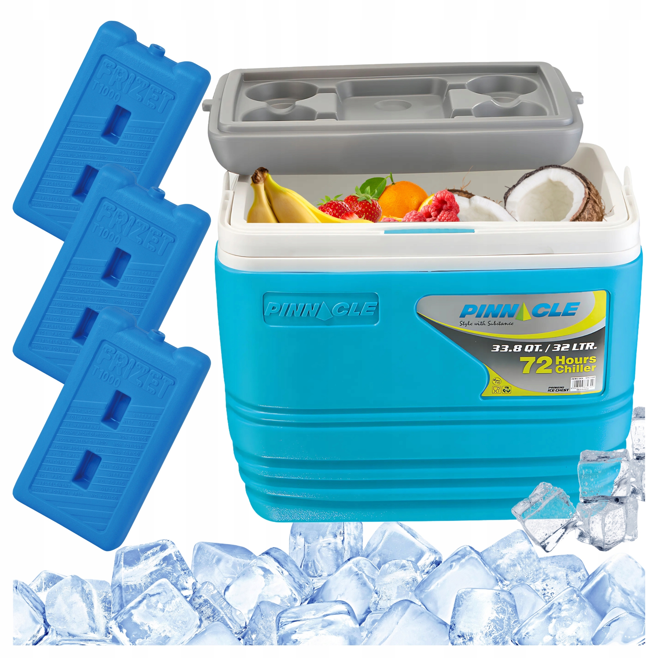 Turistická lednička Pinnacle TPX7000 32L tyrkysová 3 chladicí vložky 1 l