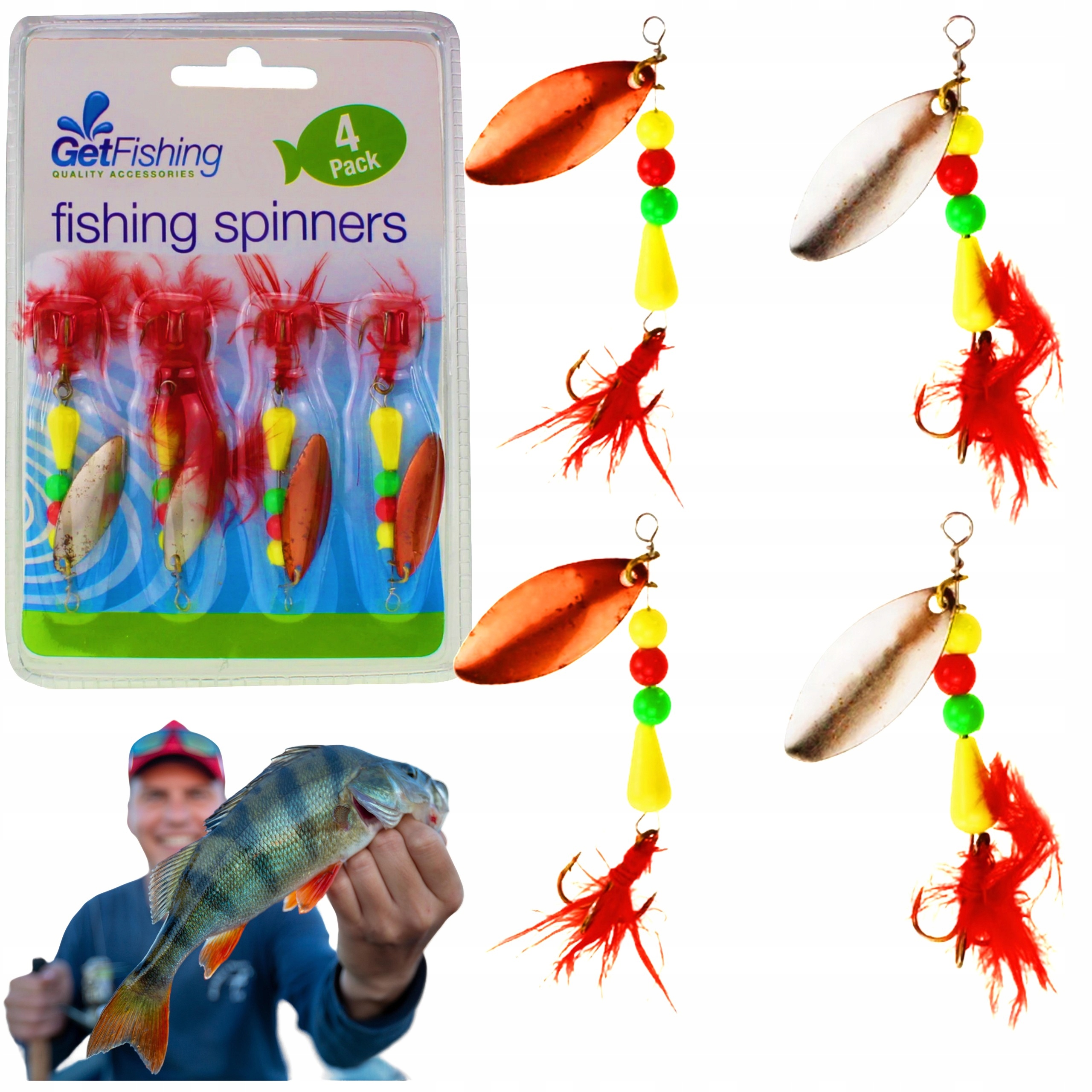 Obrotówki Błystki X-PIKE zestaw Obrotówek Spinningowych 4szt na Okonia