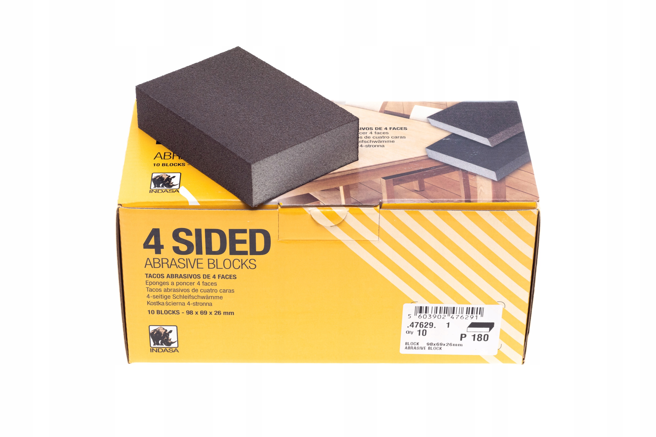 Gąbka ścierna czterostronna P180 Indasa 4 Sided 98x69x26mm 1 szt