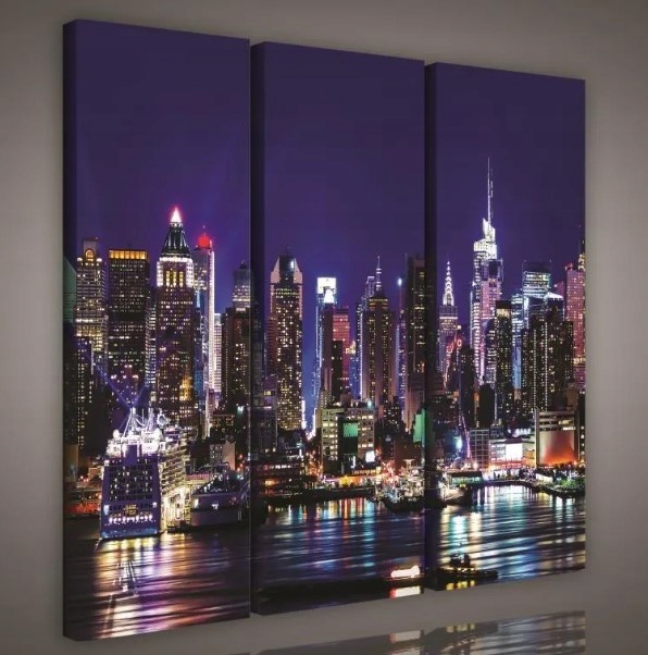 Obraz 90x80 Noční město Manhattan New York krajina města mrakodrapy