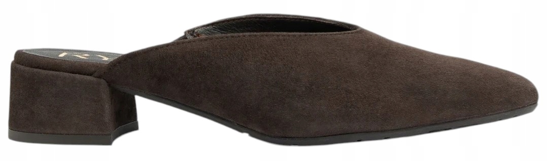 Tmavě Hnědé Nazouváky Dámské Kožené Mule Nízký Podpatek Kožené Ryłko 37
