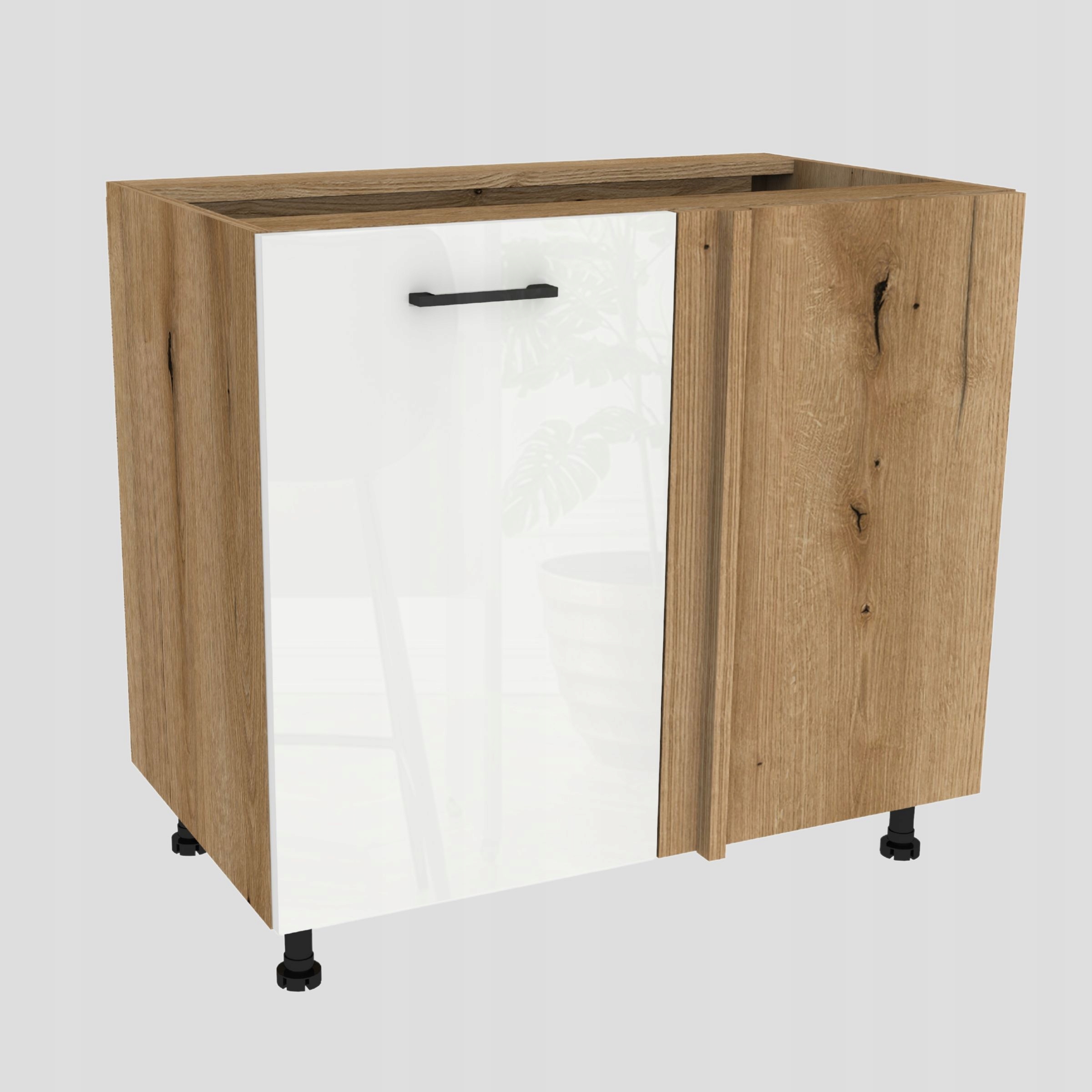 Spodná rohová kuchynská skrinka 105 Capri Dub Evoke front Biely Akryl Lesk