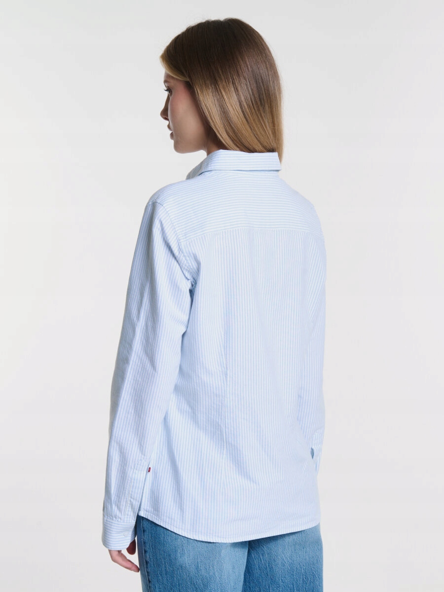 BIG STAR KOSZULA DAMSKA W PRĄŻEK JASNONIEBIESKA YOLANDA 400 S Dekolt kołnierzyk