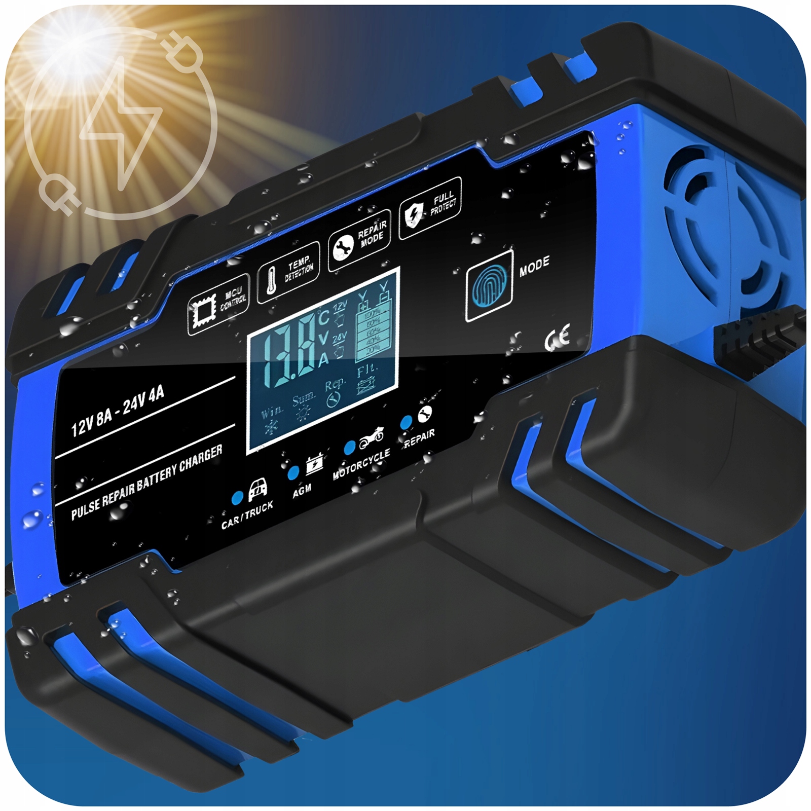 Prostownik AUTOMATYCZNY SAMOCHODOWY FUNKCJA NAPRAWY AKUMULATORÓW 8A 12V 24V Stan opakowania oryginalne