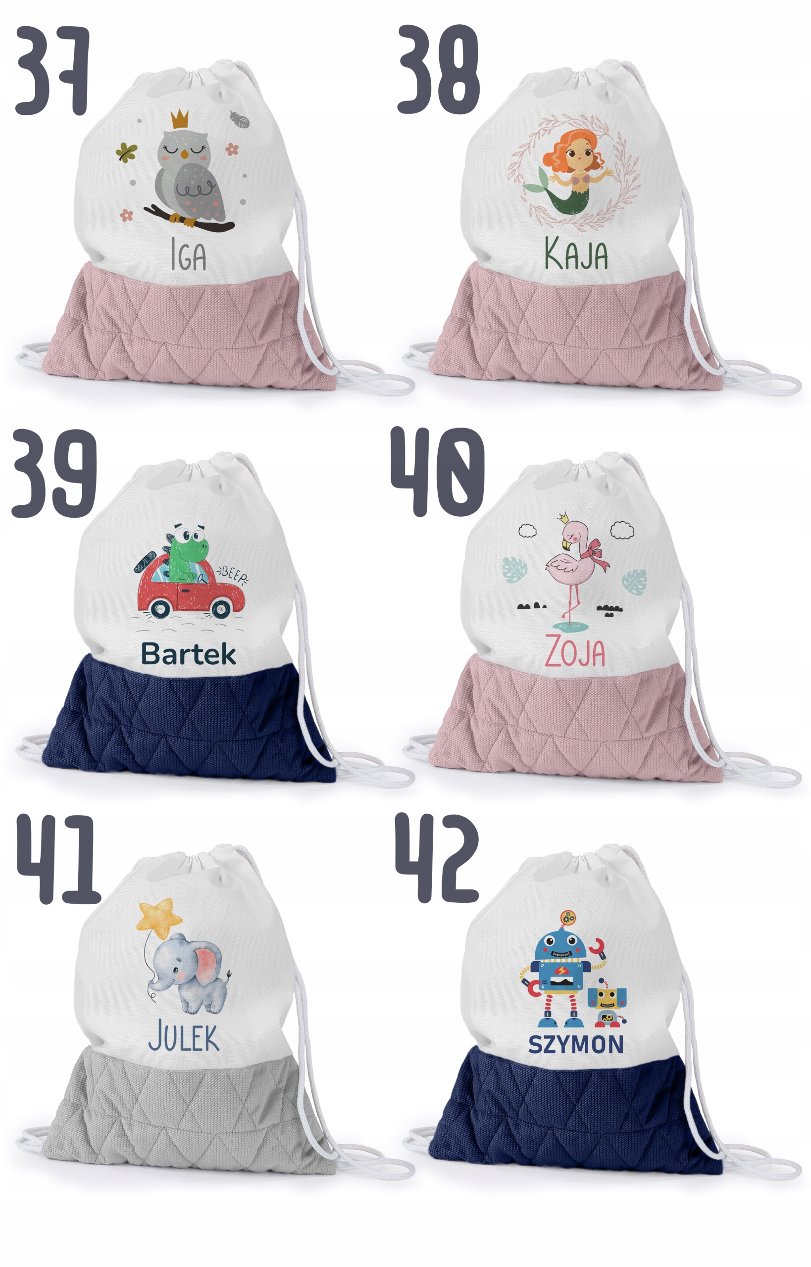 PLECAK DLA DZIECKA DO PRZEDSZKOLA ŻŁOBKA WOREK DZIECIĘCY Z IMIENIEM Liczba kieszeni 1