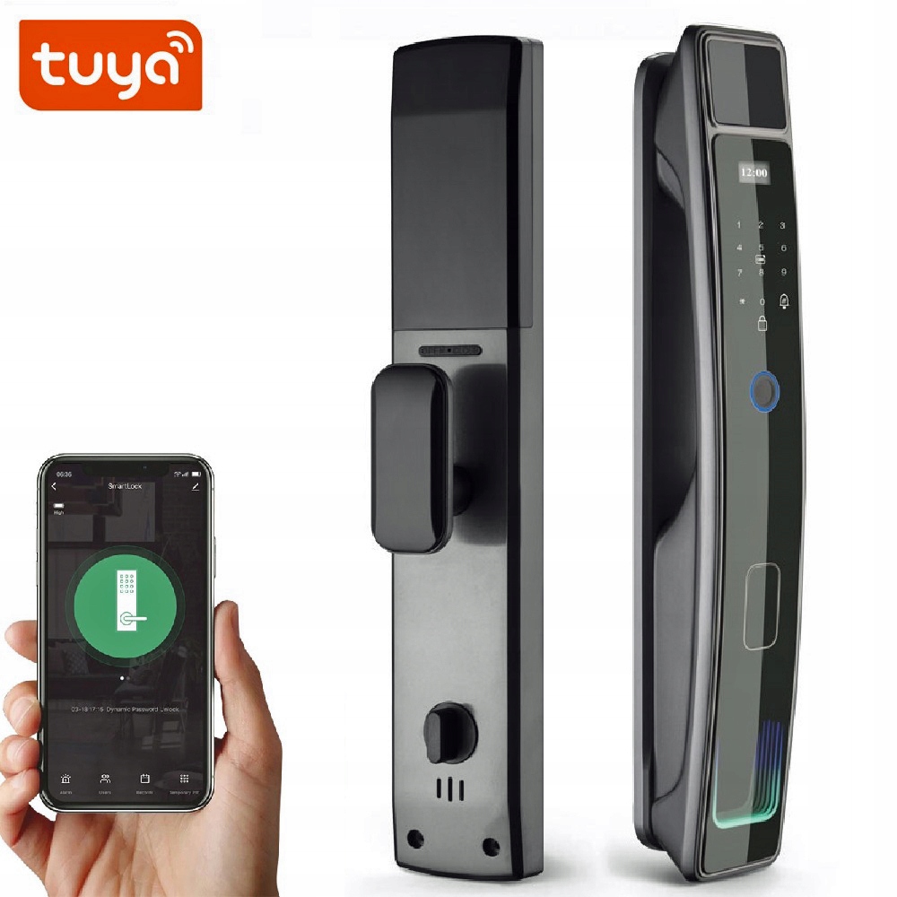 Elektronický zámok na dvere WiFi Kľučka Pin kód Rfid Odtlačok prsta Tuya
