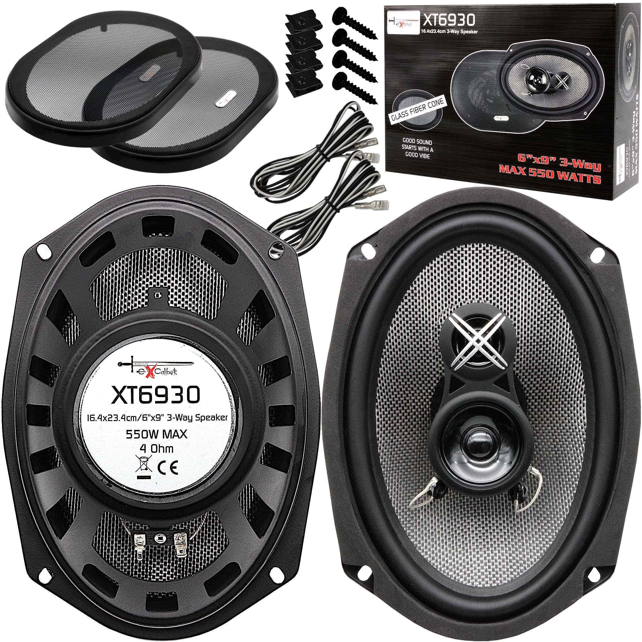 MOCNE GŁOŚNIKI SAMOCHODOWE 3-DROŻNE 550W 6X9" Marka Excalibur