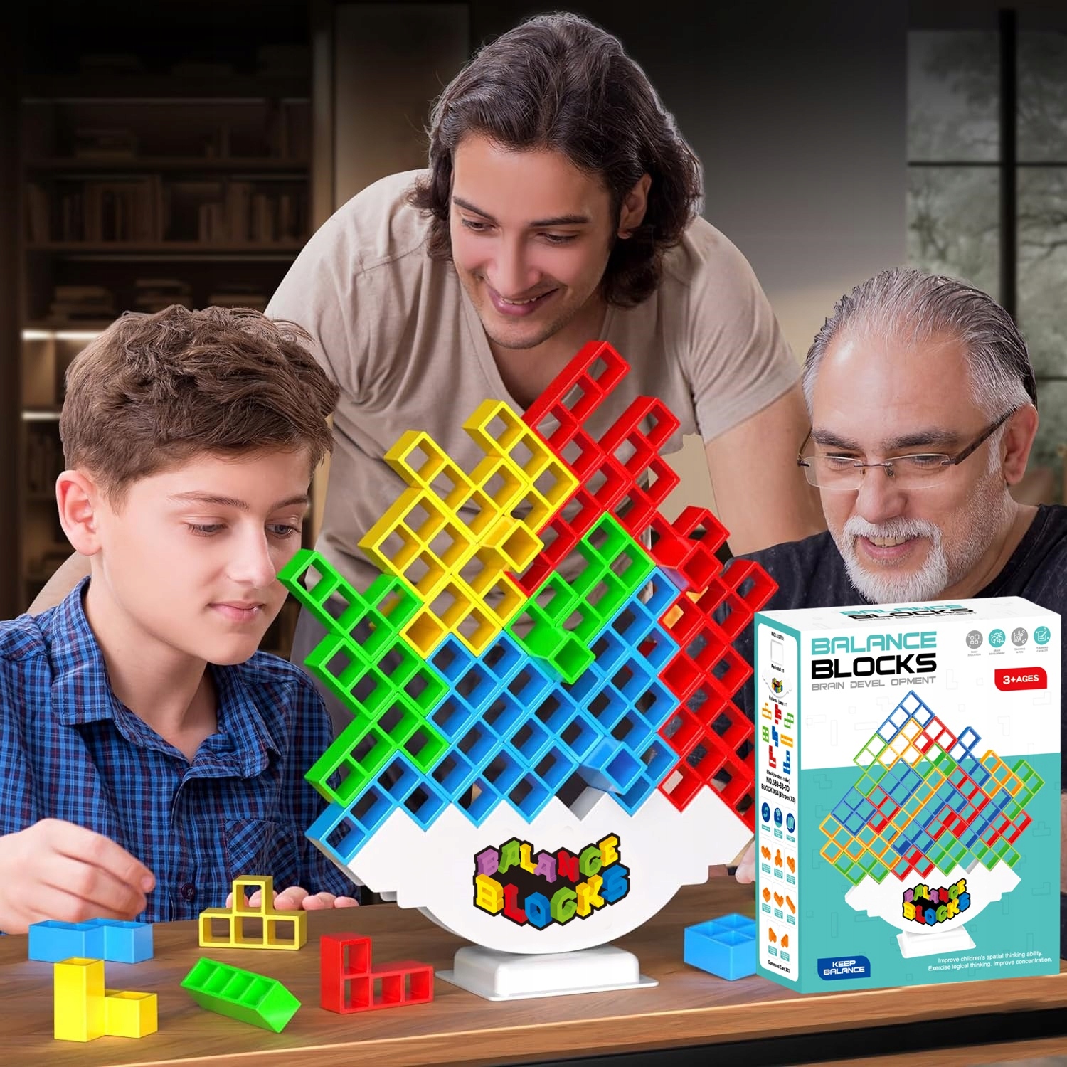 TETRIS UKŁADANKA GRA LOGICZNA ZRĘCZNOŚĆIOWA KLOCKI BALANSUJĄCA WIEŻA 48 el Maksymalna liczba graczy 4