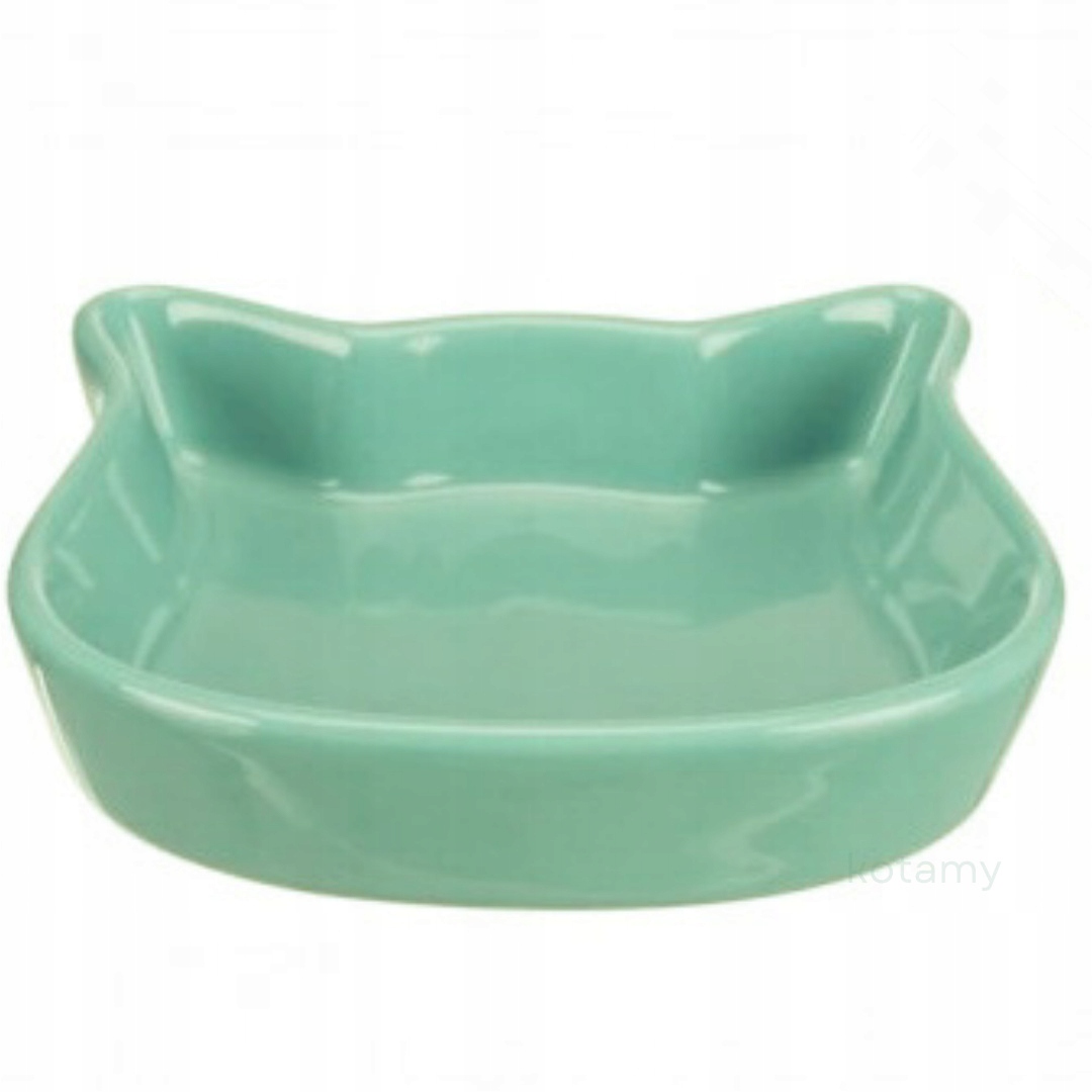 

Miska ceramiczna w kształcie głowy kota miętowa