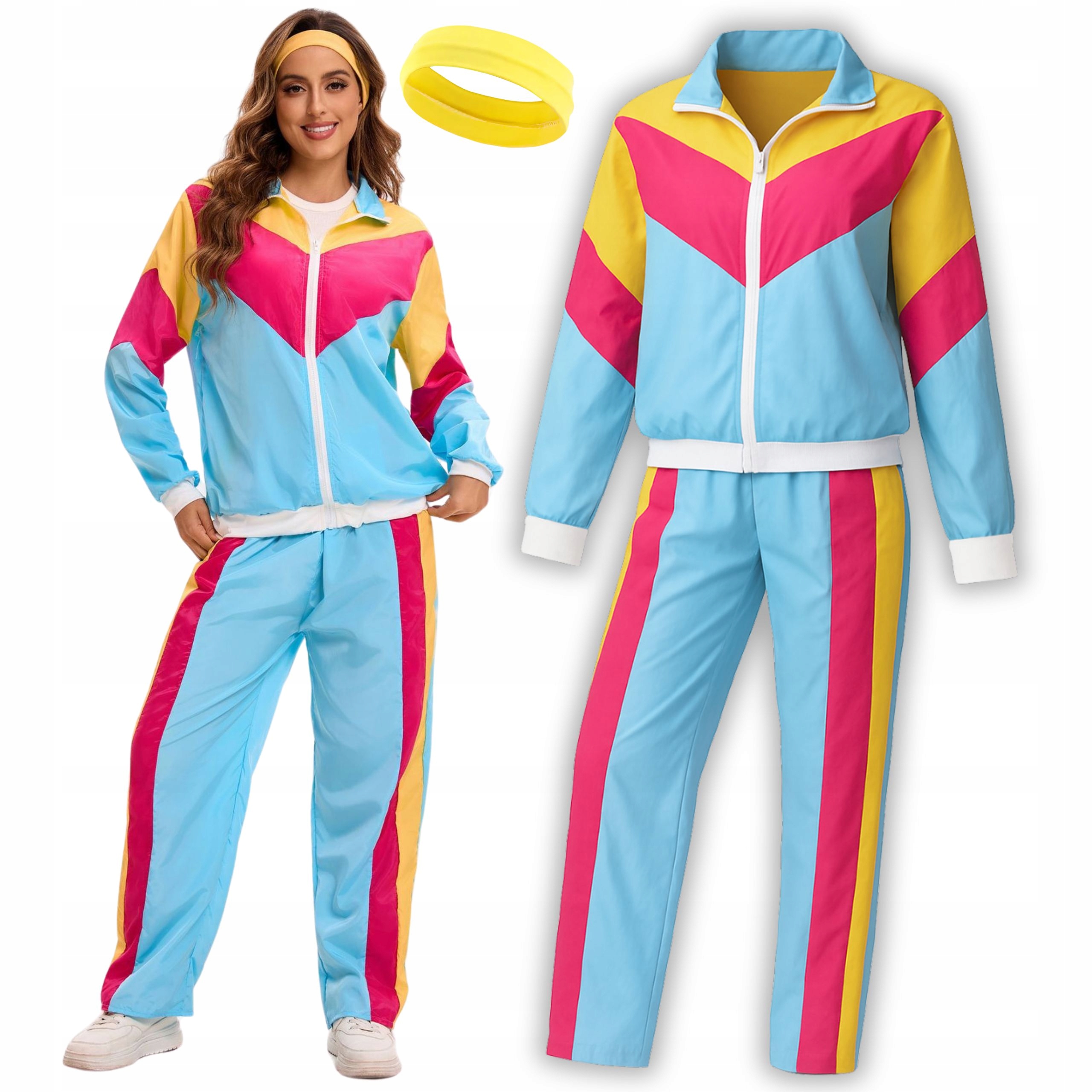 Kostým Léta 80 90 Disco Převlek Teplákovka Ortalionový Retro Fitness M 164 170