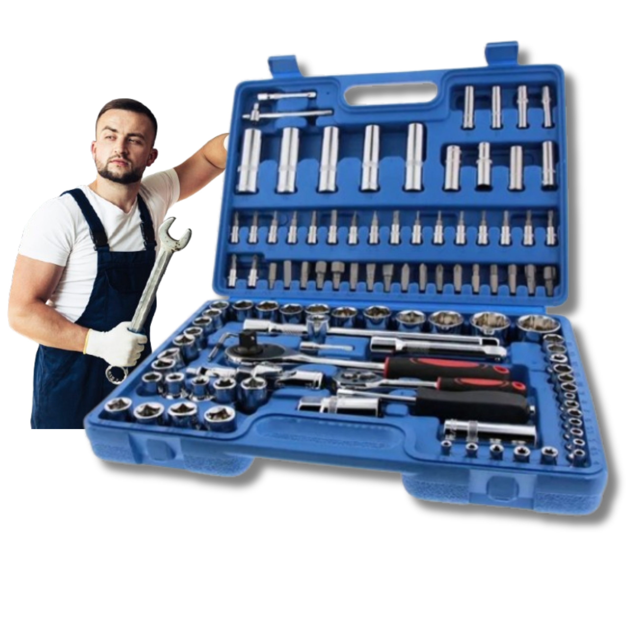 Sada nástrčných klíčů Bity 108 ks 1/2 1/4" Nástavce Bity Adaptéry Silné