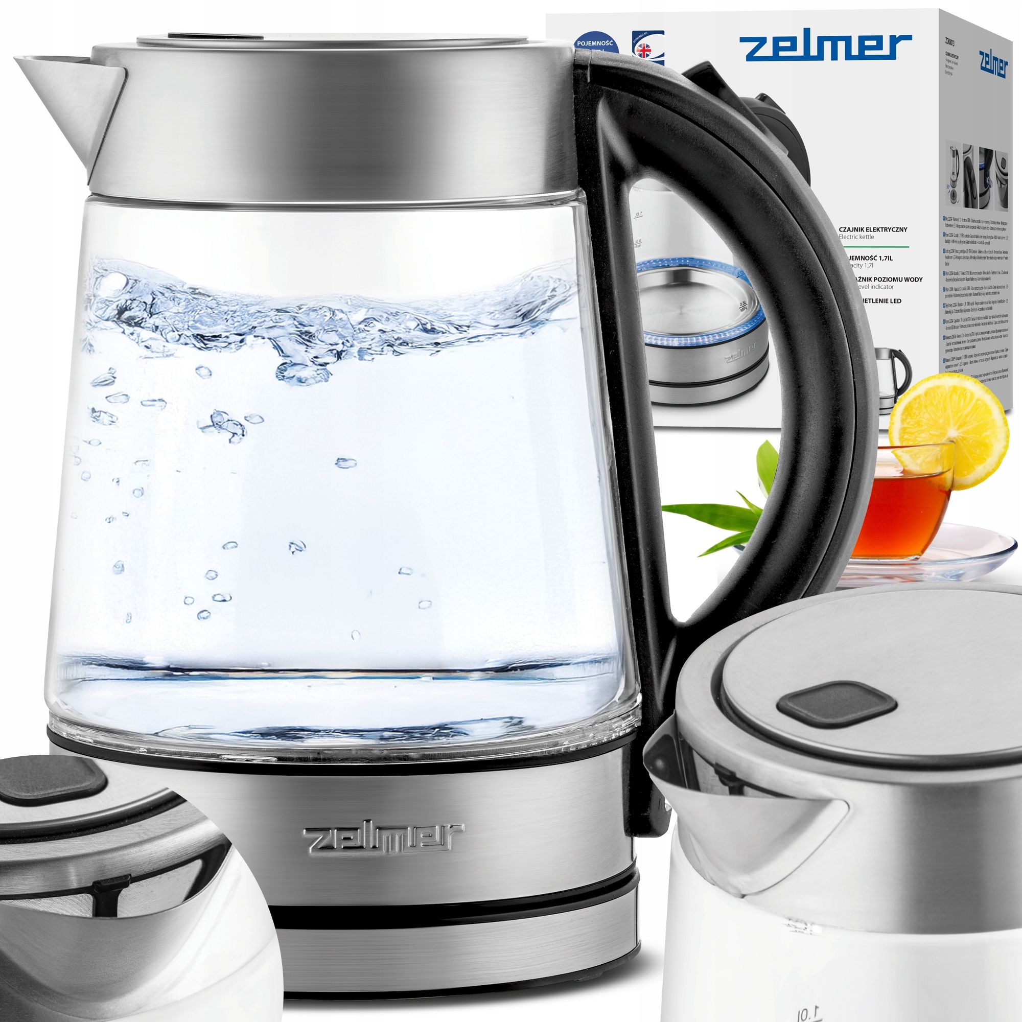 Czajnik Elektryczny Zelmer Bezprzewodowy Led Filtr Osadów Strix 1,7L 2200W