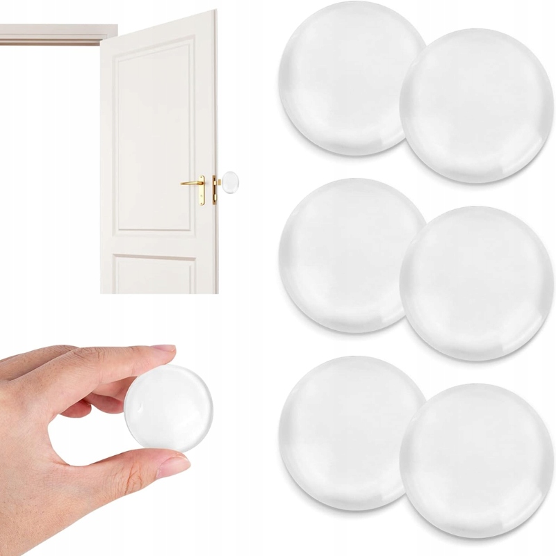 ODBOJNIK KLAMKI DRZWI SAMOPRZYLEPNY DO ŚCIAN OCHRANIACZ - 6 SZT Materiał guma