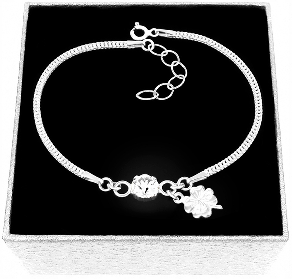 Bransoletka Srebrna Z Koniczynką I Cyrkonią Srebro Próby 925 B67