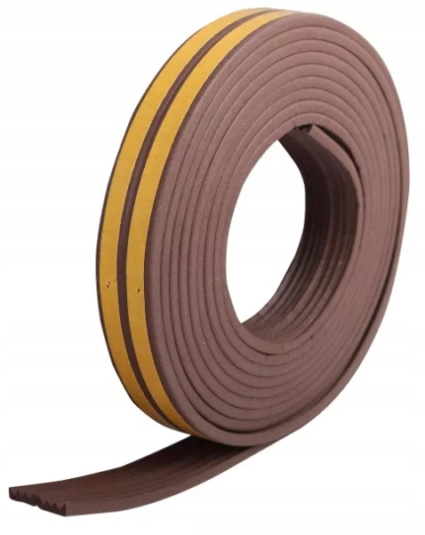 Uszczelka samoprzylepna typ E 9x4mm brązowa 6m