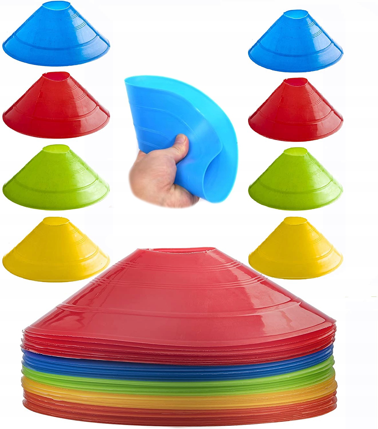 PACHOŁKI TRENINGOWE PIŁKARSKIE GRZYBEK TALERZYKI ELASTYCZNE ZESTAW 10SZT