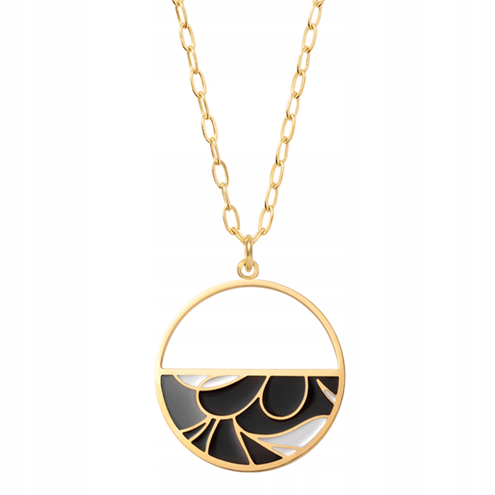 Naszyjnik Pozłacany Ankierka Zawieszka Okrągła Flower Stal Szlachetna Sadva