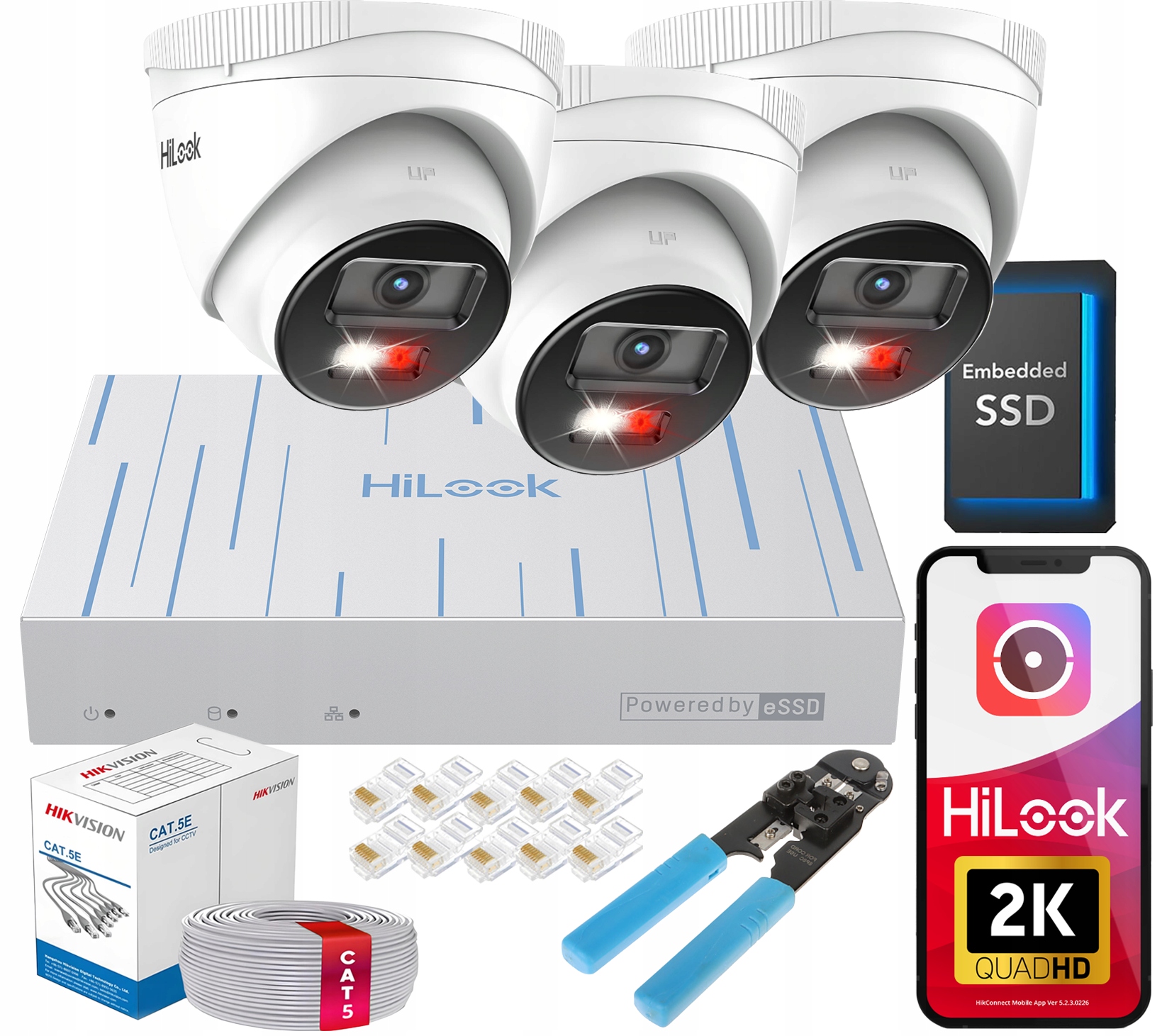 Ip monitorovací sada Hikvision 3 kamery 4Mpx rekordér 4CH Ssd 1TB