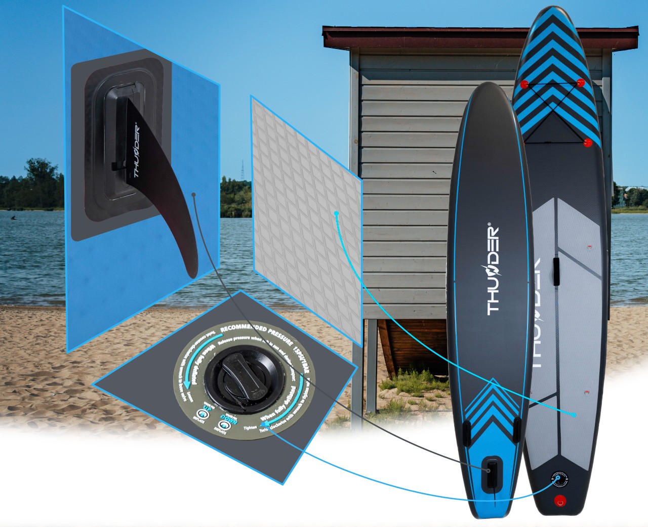 Deska SUP 365CM stabilna pompowana do pływania zestaw Thunder Rodzaj deski SUP