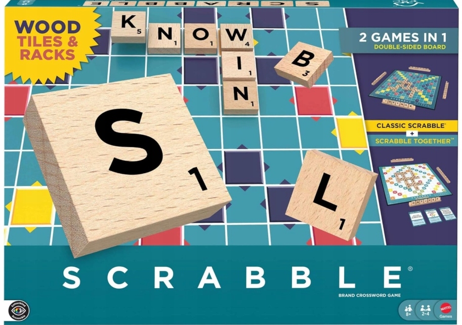 Gra planszowa Scrabble 2w1 Wersja angielska JGR61 drewniane