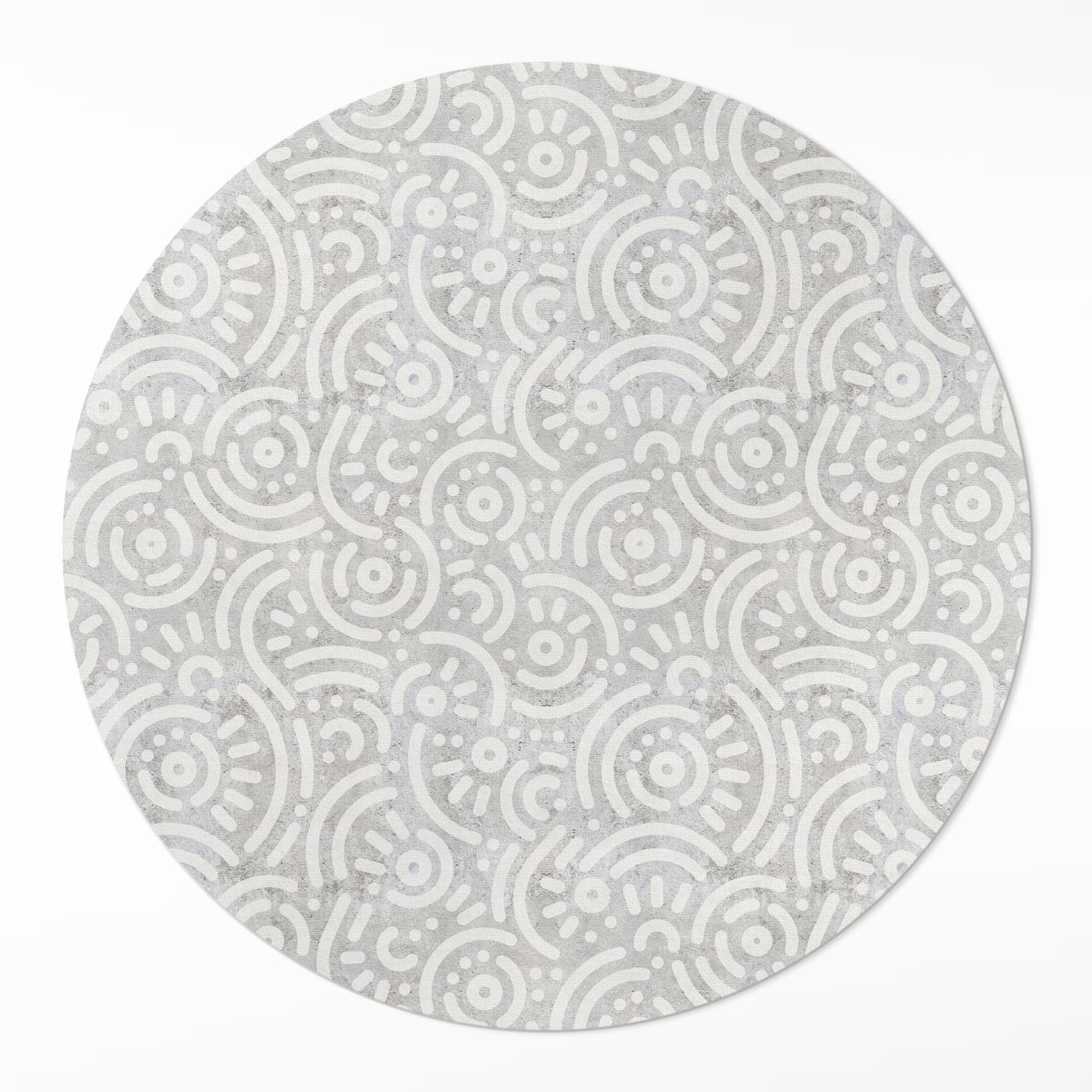 Kulatý Koberec Vinyl Abstraktní orientální tvary linie boho 110 cm