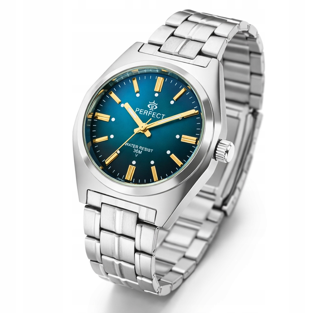 ZEGAREK MĘSKI PERFECT NA BRANSOLECIE STALOWEJ ELEGANCKI STYLOWY MODNY
