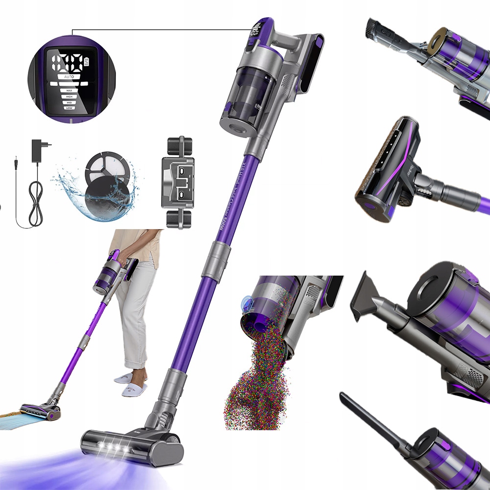 Odkurzacz Bezprzewodowy Pionowy Ręczny 3w1 Bezworkowy Elektroszczotka 65min