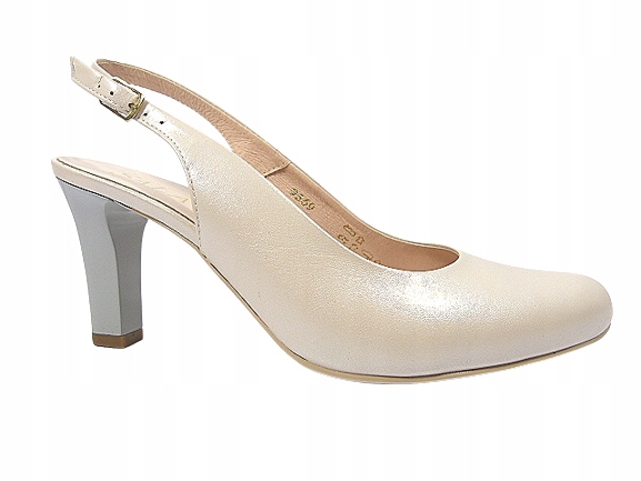 Béžové lodičky bez podpatku se zapínáním na kotníku na pohodlném podpatku Sala 37